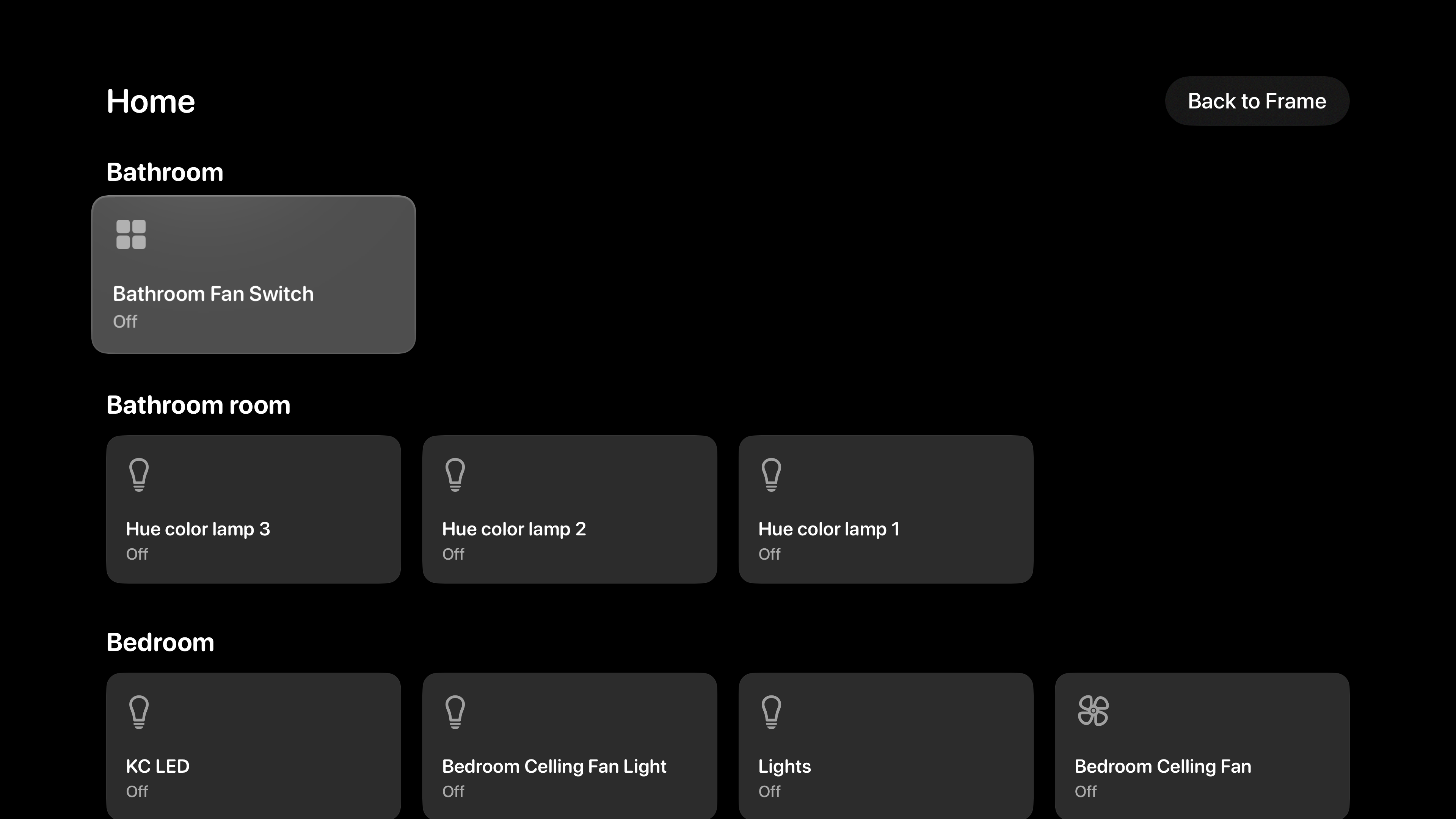 Apple TV HomeKit room-by-room controls dashboard