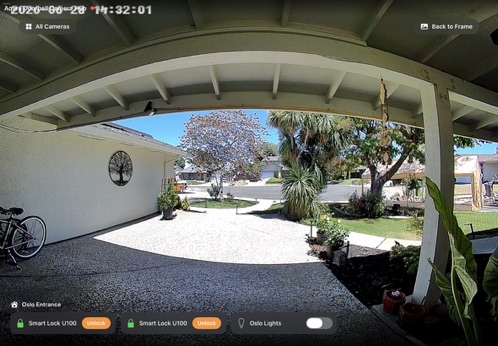Single live camera with smart lock and light controls