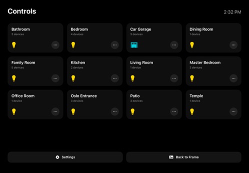 Room-by-room smart home device controls